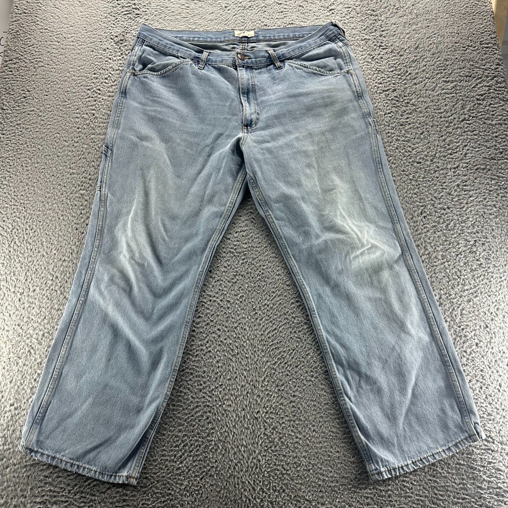 Blue Mountain Jeans Men 40x30 Blue Denim Straight Carpenter Baggy Faded Workwear